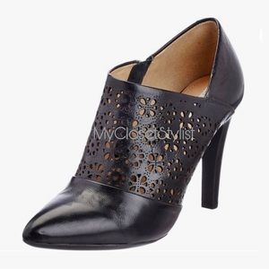 NEW GEOX Black Leather 4" High Heel Booties! 9 39.5 Laser Cut Zipper Boots